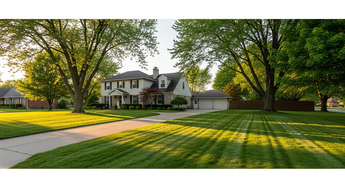 Residential home in Pendleton with mature trees and a well-maintained driveway, typical of Madison County properties.